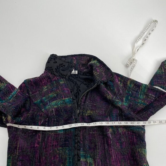 CJ Banks Purple Brocade Embroidered REVERSIBLE Full Zip Jacket Womens Size 14W - Picture 7 of 8